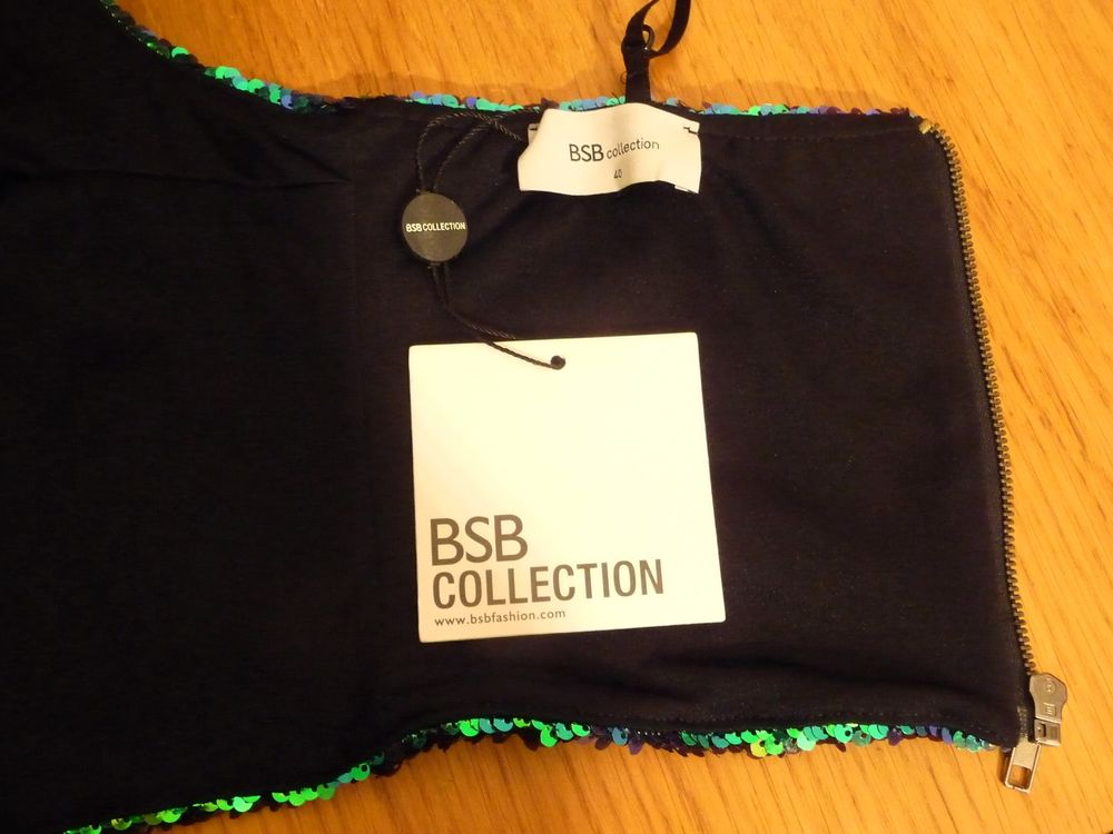 Top/ Tee Shirt &agrave; Sequins Vert/Bleu et Noir- BSB Collection Vêtements