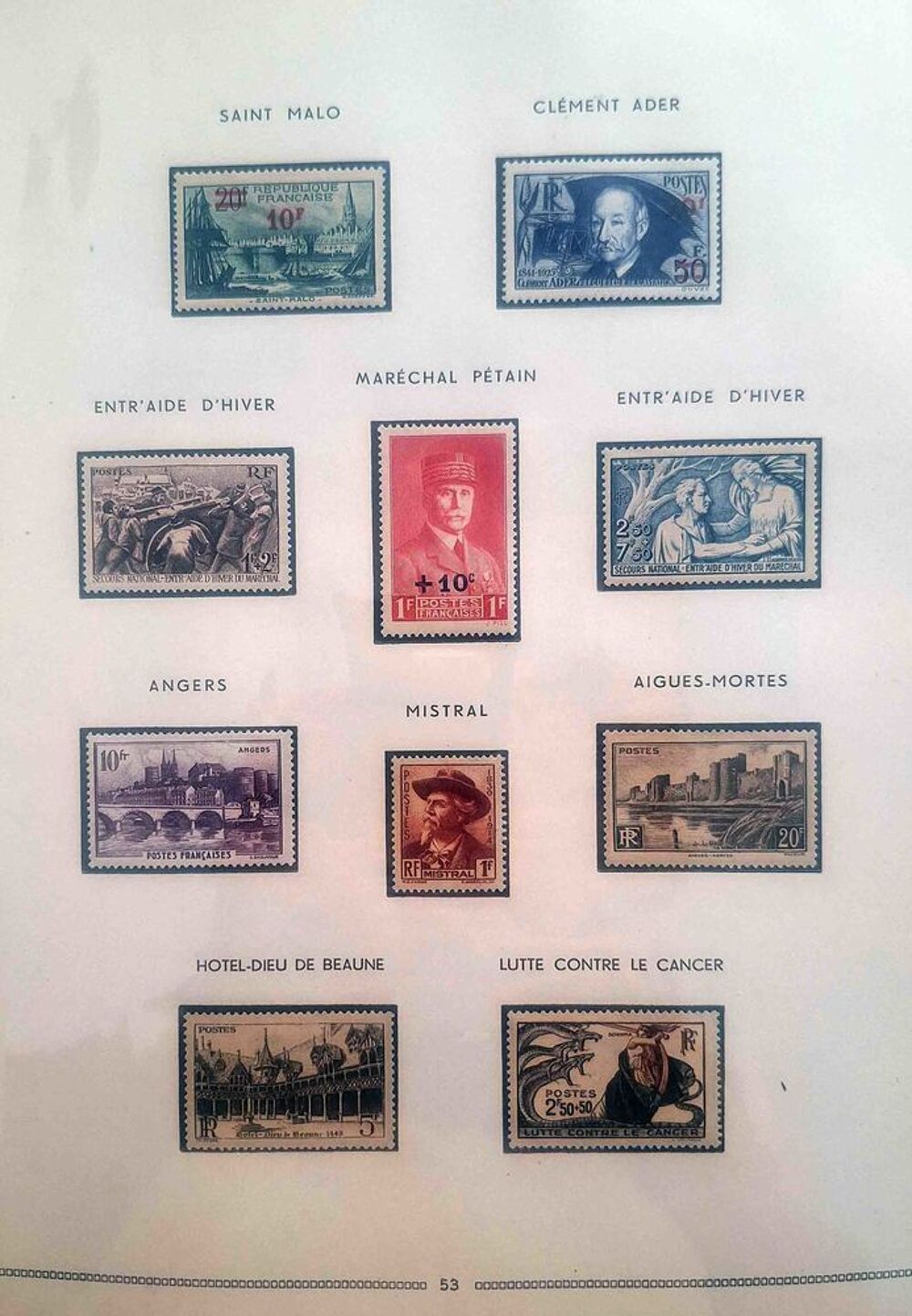 S&eacute;rie de timbres de collection de France G07 