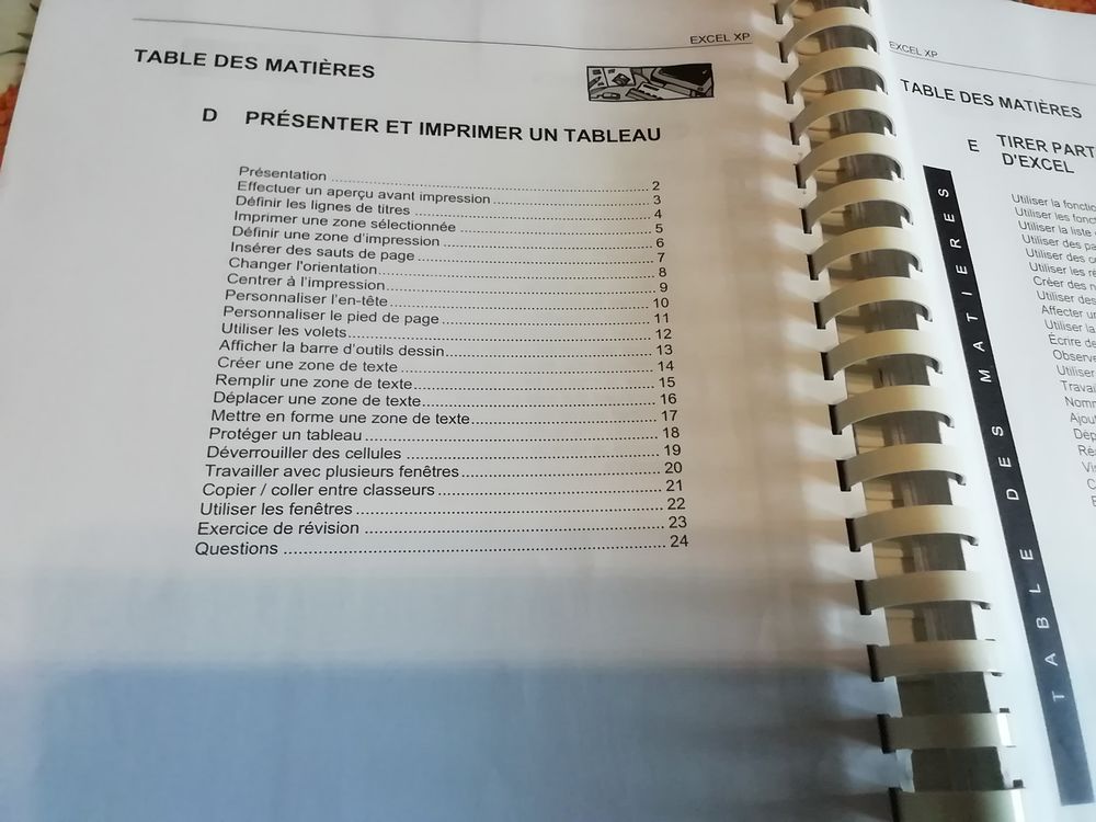 Cahier initiation EXEL XP stage FITEC Matériel informatique