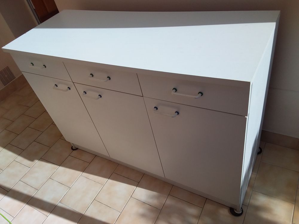MEUBLE BAS DE CUISINE bois m&eacute;lamin&eacute; BLANC Meubles