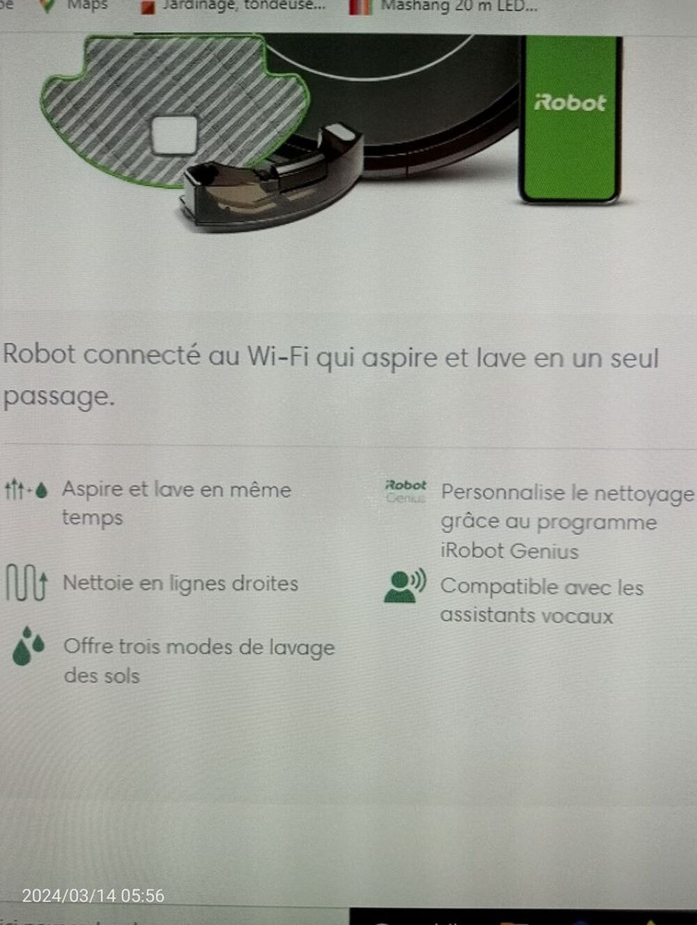 Aspirateur/Laveur iRobot Roomba Combo Neuf Electroménager