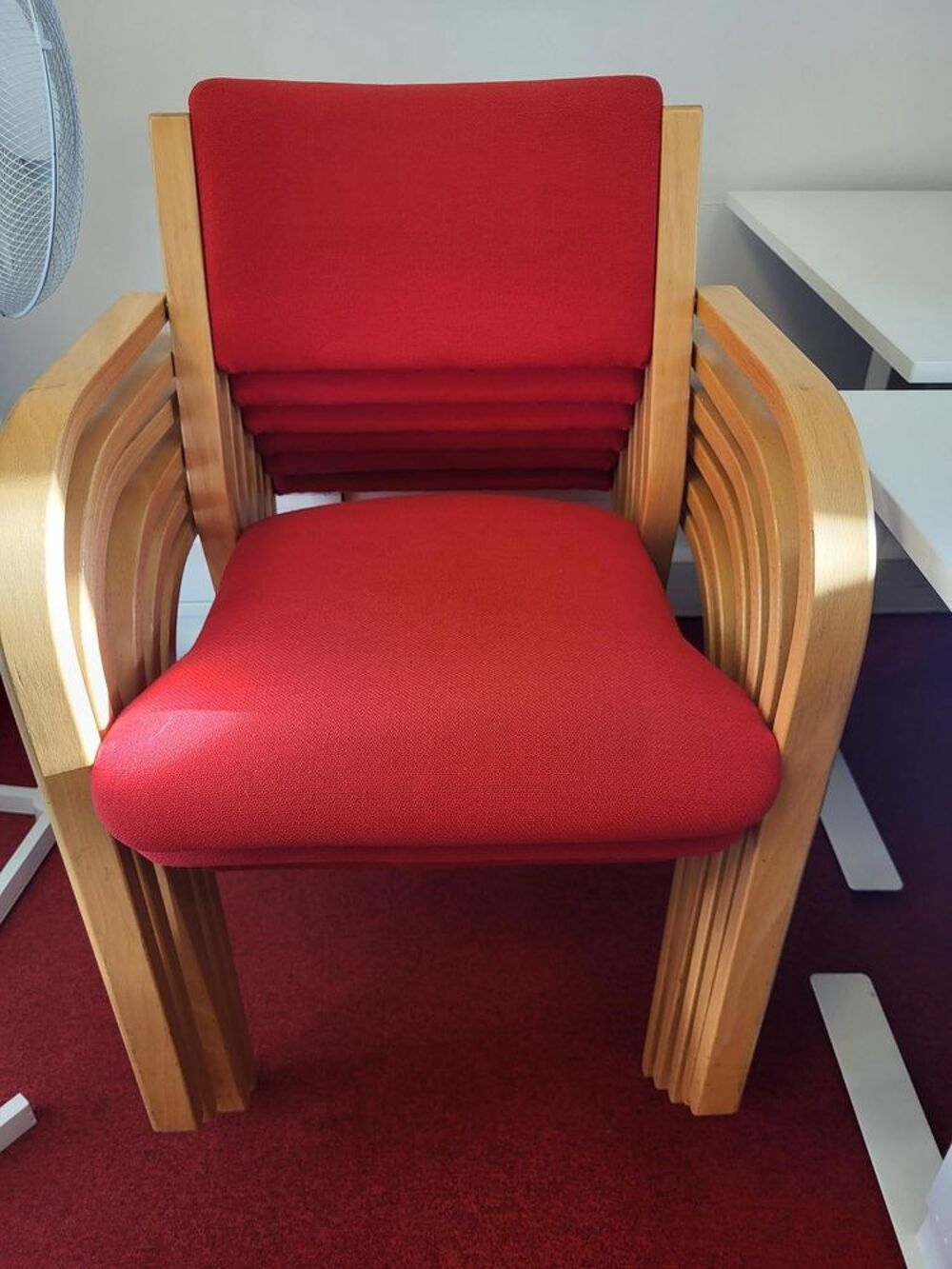 lot de 6 chaises de r&eacute;union (rouge) Meubles
