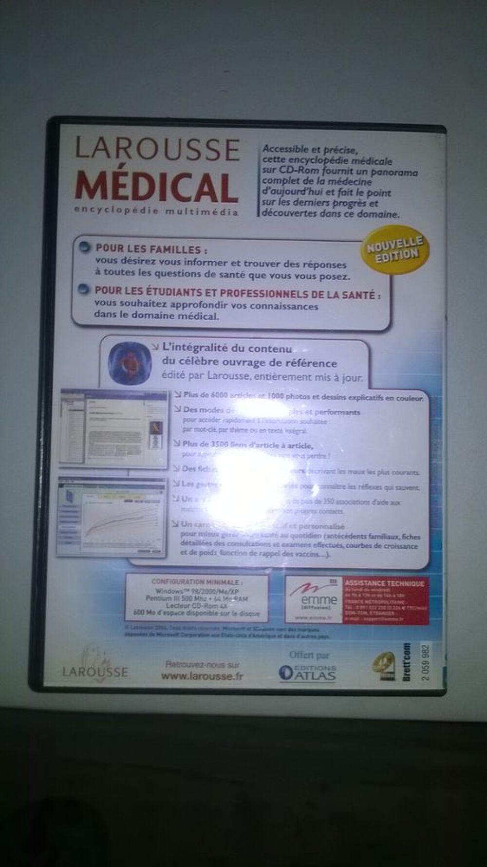 Logiciel Larousse M&eacute;dical
Excellent etat
La premi&egrave;re enc
Matériel informatique
