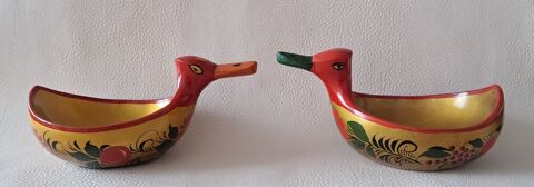 couple de canard en bois laqué noir rouge or Khokhloma 8 Carnon Plage (34)