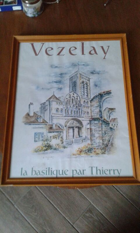 Gravure de la Basilique de Vezelay encadr  20 Trucy-l'Orgueilleux (58)