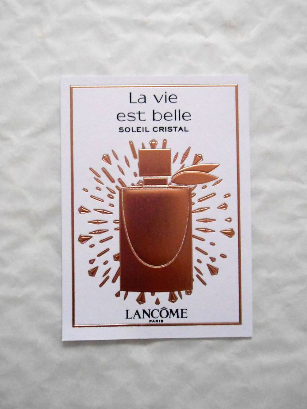 Carte &agrave; parfumer soleil cristal La vie est belle Lanc&ocirc;me 