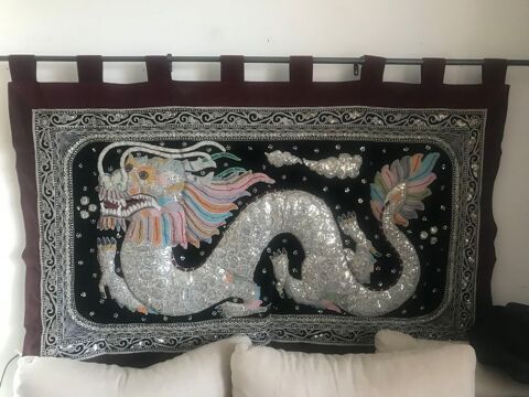 Grande tenture Kalaga Birmanie brod�e main perles 350 Corte (20)