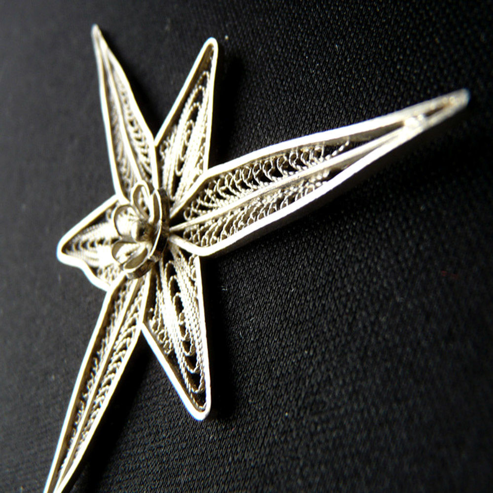 Pendentif forme de Croix en fils dentelle d'Argent Ethiopie Bijoux et montres