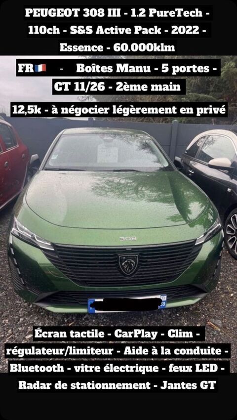 Peugeot 308 1.2 PureTech 110ch S&S BVM5 Active 2021 occasion Lille 59000
