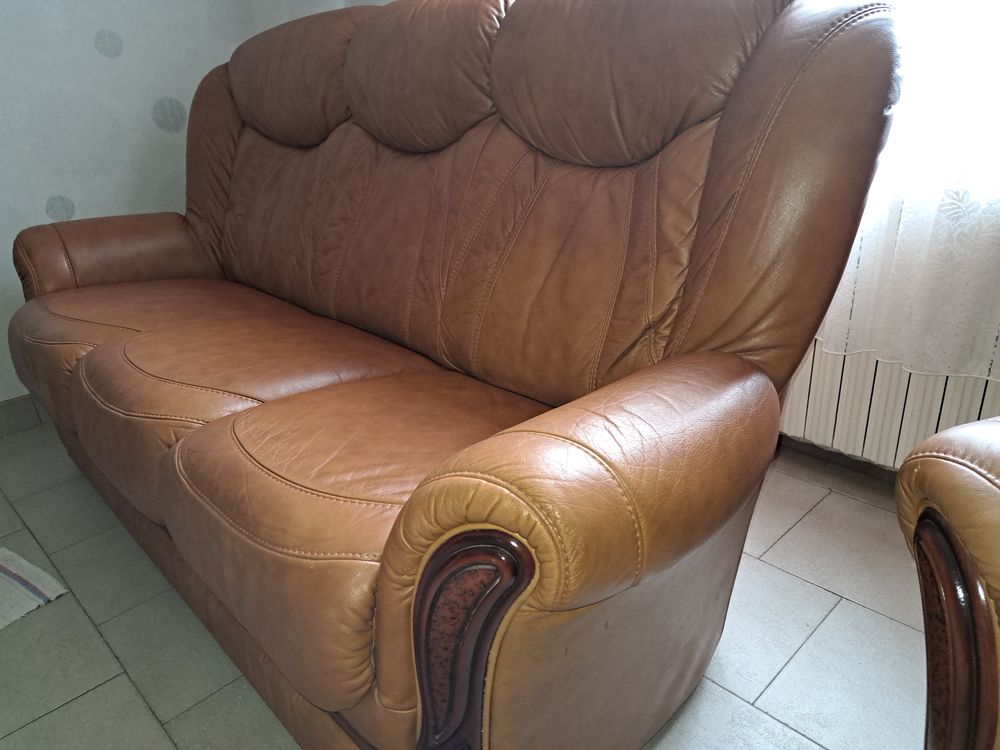 Canap&eacute; Bois massif et cuir Gold (3 ou 4 places) Meubles