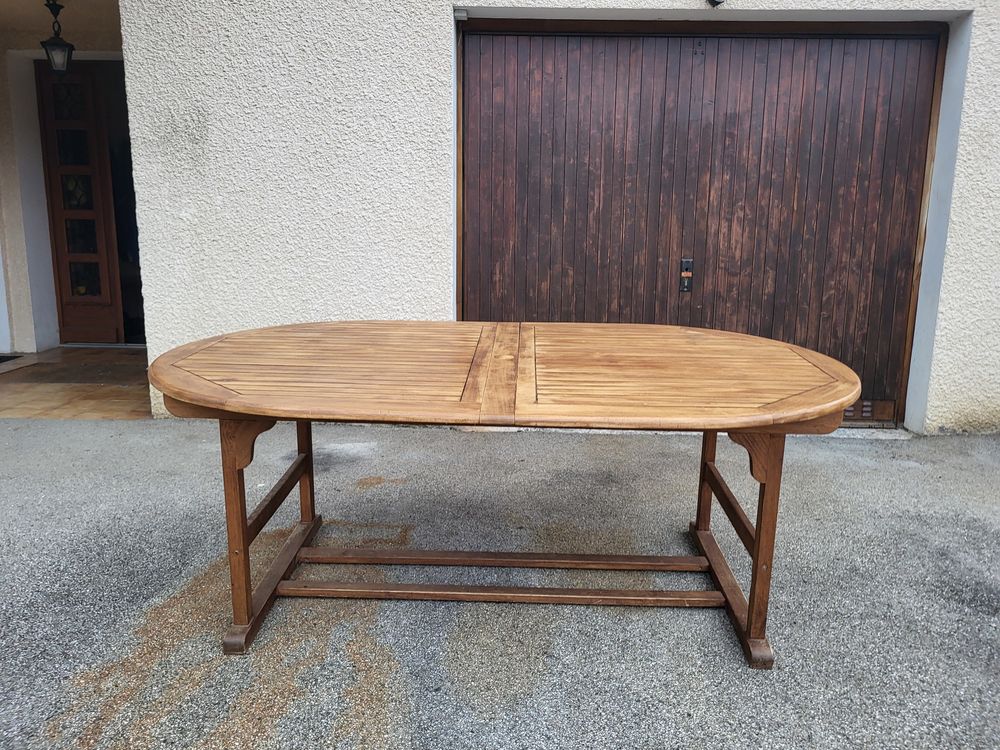 Table en bois exotique avec 2 rallonges Meubles