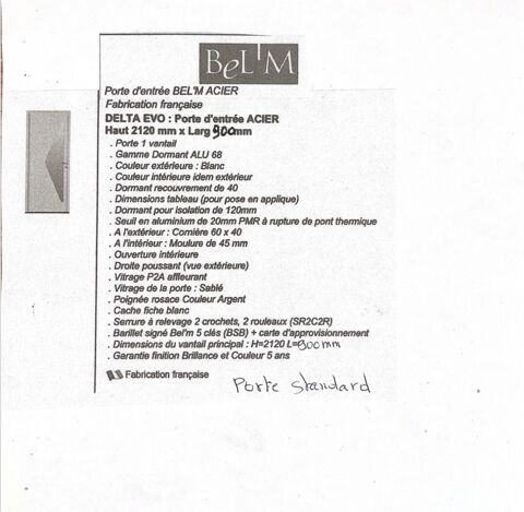 Porte d'entr�e vitr�e blanche en acier 1200 Achicourt (62)