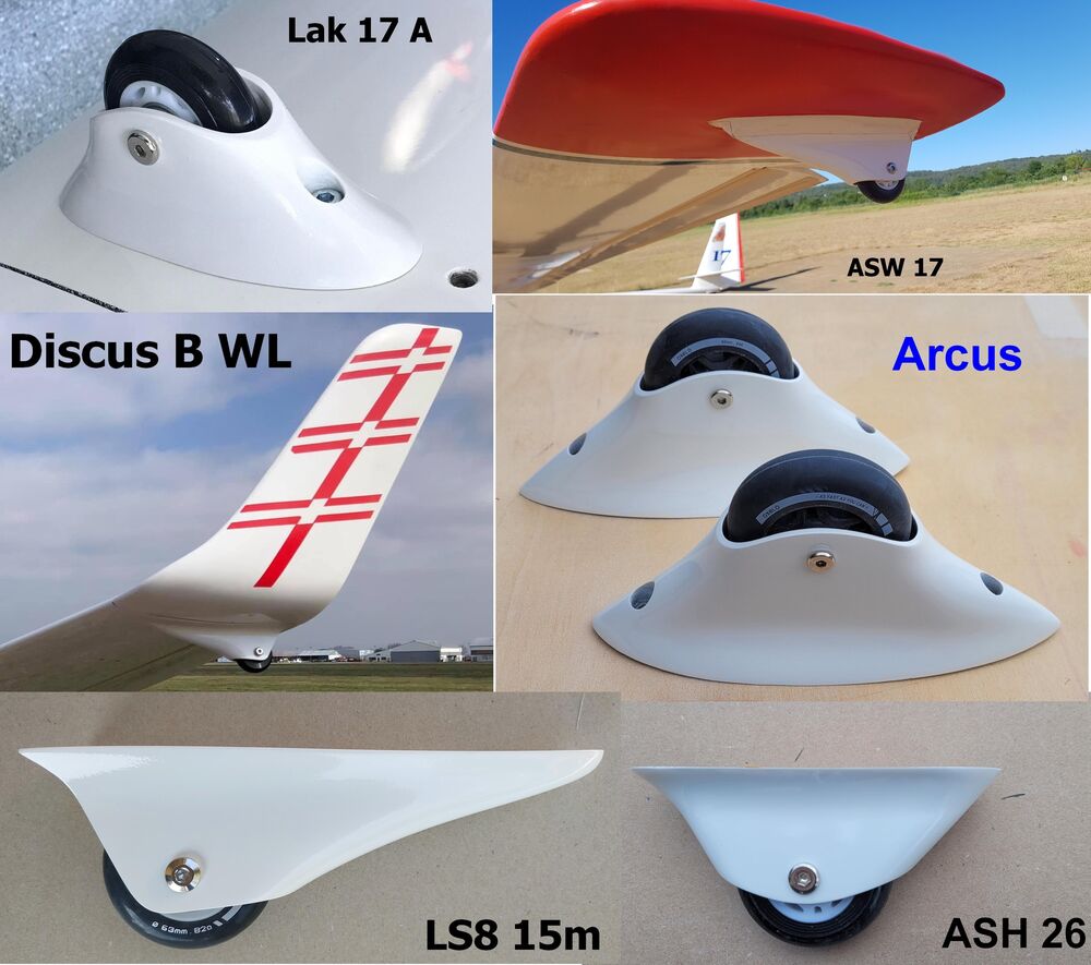 Roulettes de bout d'aile pour planeurs Sports