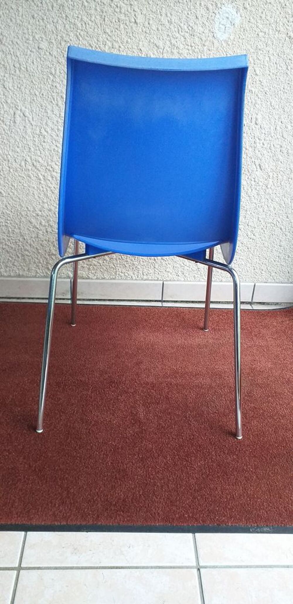 Lot de 4 chaises de cuisine PVC bleu empilables Meubles