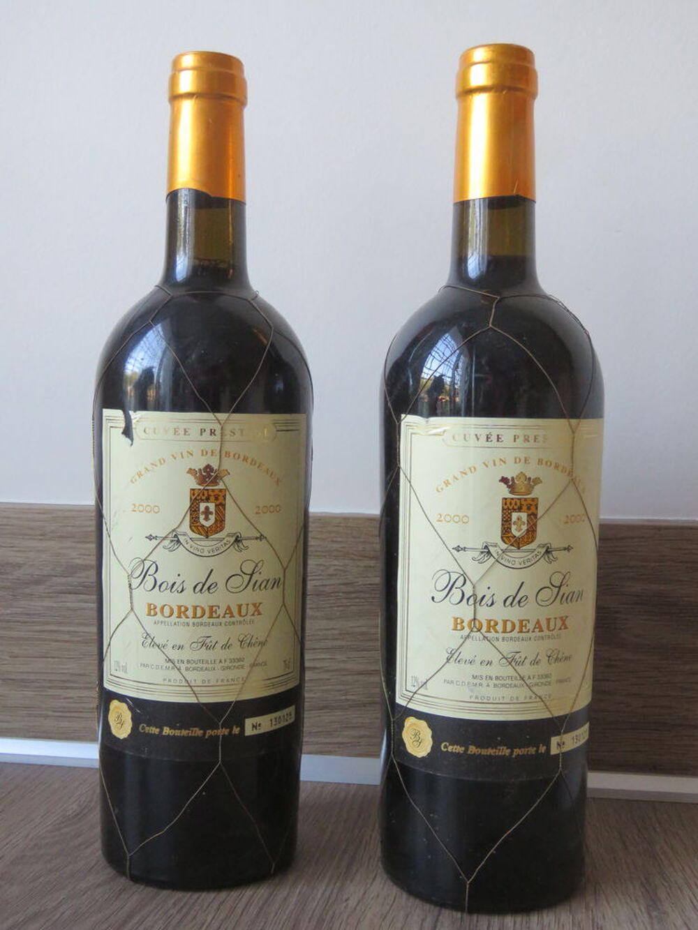 Bordeaux Bois de Sian cuv&eacute;e prestige de l'an 2000 Cuisine