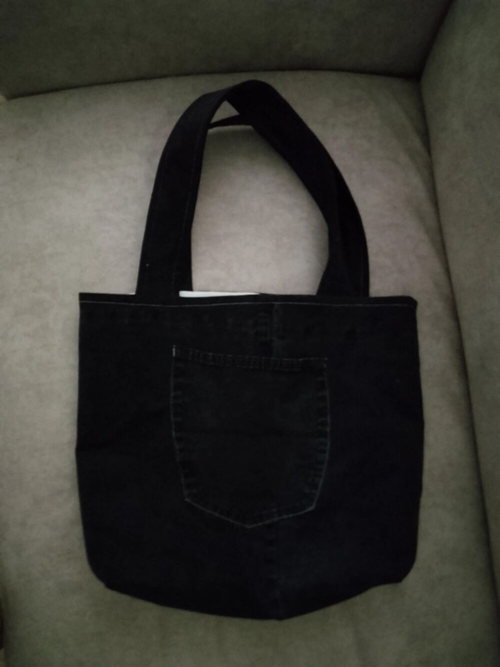 Sac en jean d&eacute;nim noir fait main Maroquinerie