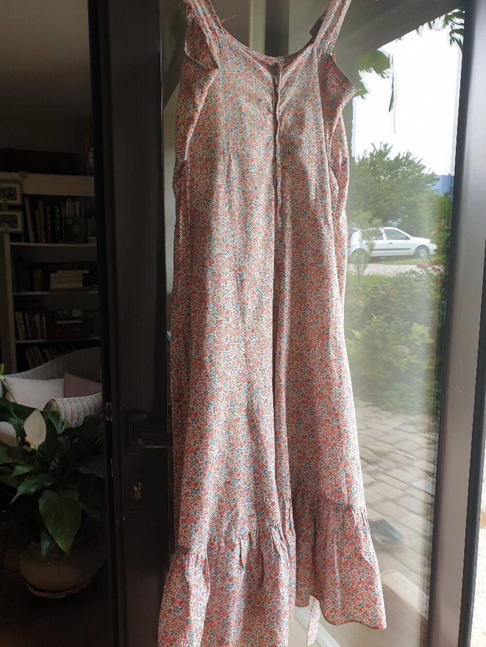 Robe rose, petites fleurs, &agrave; volants, bretelles, vintage Vêtements