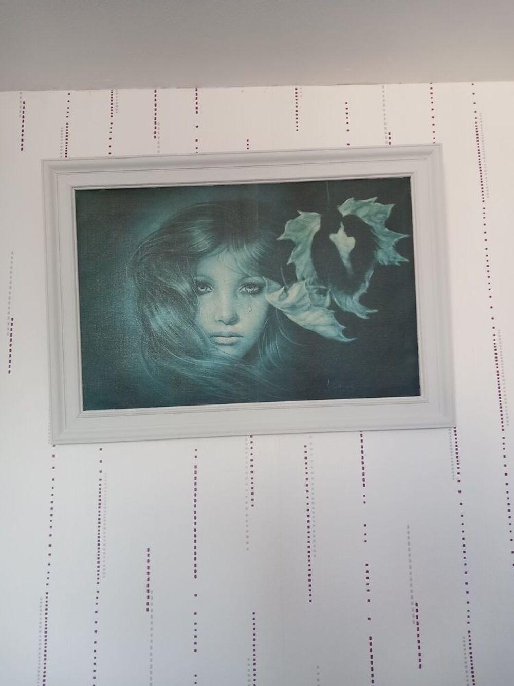 TABLEAU SUR TOILE ENCADREMENT BOIS 1.05 DUR 74 TRES BON ETAT Décoration