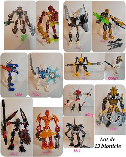 Lot de 13 lego bionicle.  Voir descriptif et photos. 120 Villejuif (94)