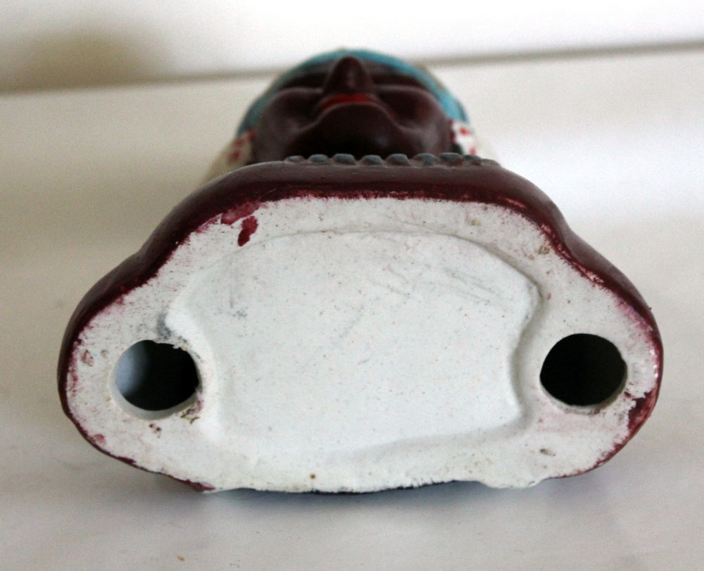 T&ecirc;te de chef indien ancienne en porcelaine peinte &agrave; la main Décoration