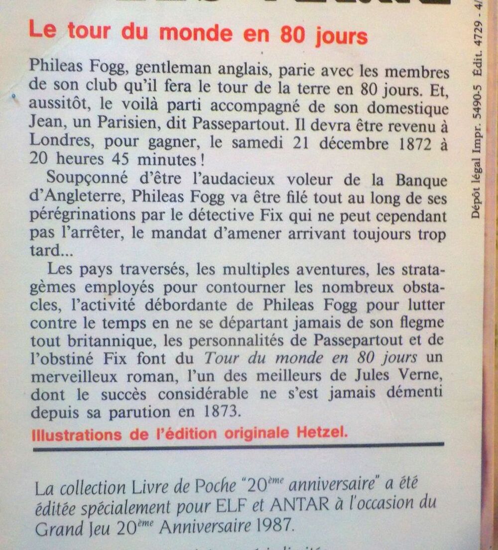 LE TOUR DU MONDE EN 80 JOURS de Jules VERNE Livre de Poche Livres et BD