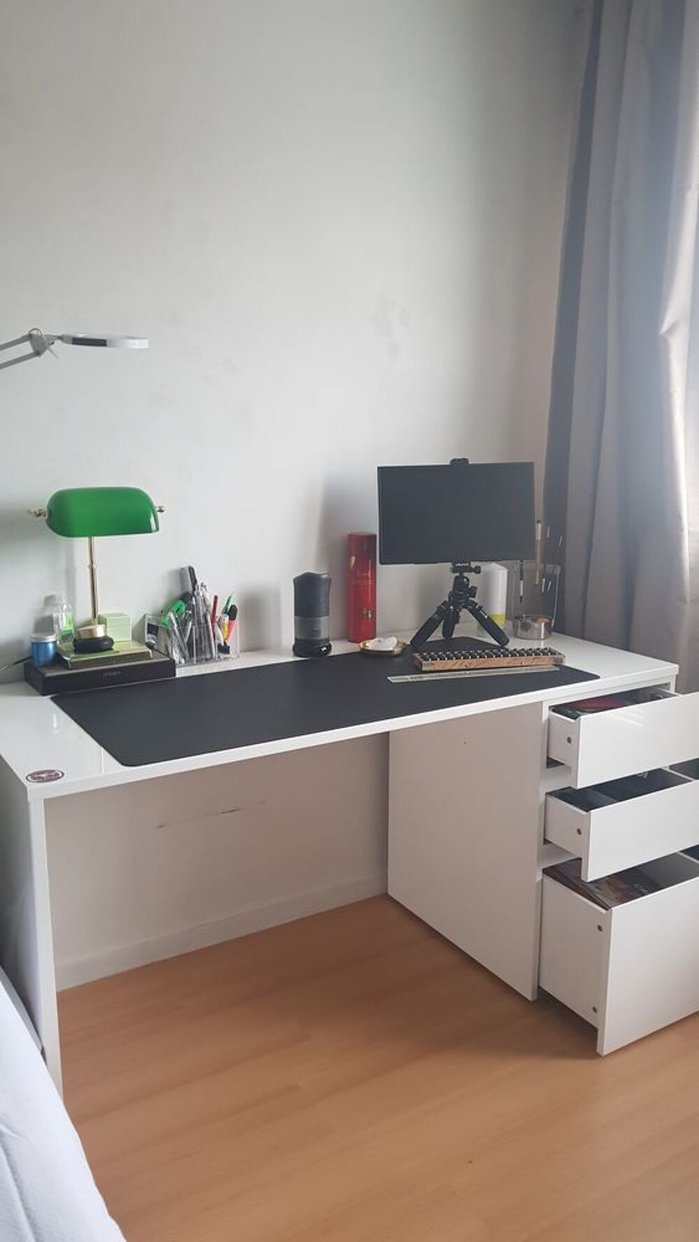 Bureau enfants - blanc laqu&eacute; blanc - rangements Meubles