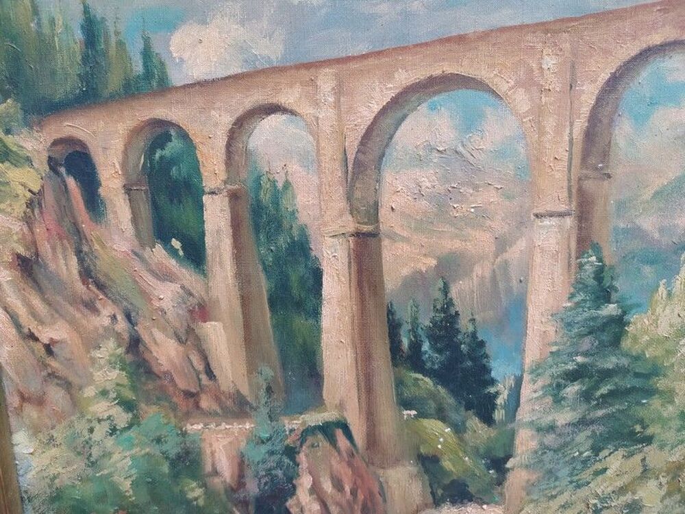 Tableau Viaduc de Sainte Marie Les Houches Sign&eacute; Leroux 
