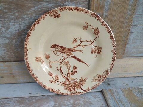 Assiette Terre de Fer Faïence de Gien Décor Provençal Oiseau Loches (37)