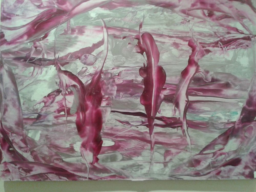 Tableau contemporain &agrave; la cire encaustique de couleur. Décoration
