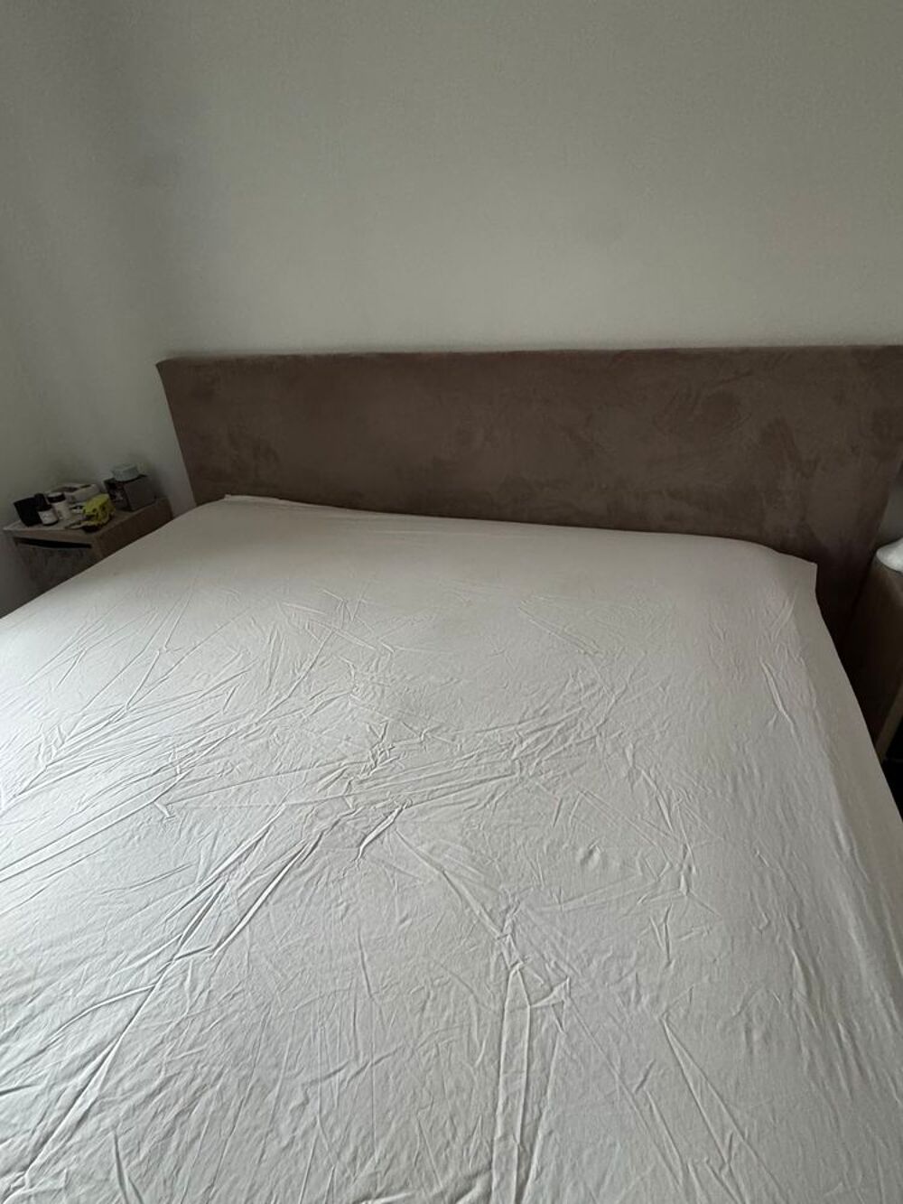 Lit avec matelas et t&ecirc;te de lit tissu Meubles
