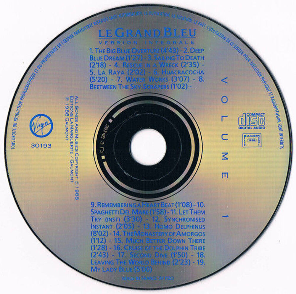 coffret 2 CD &Eacute;ric Serra ?? Le Grand Bleu : Version Int&eacute;grale CD et vinyles