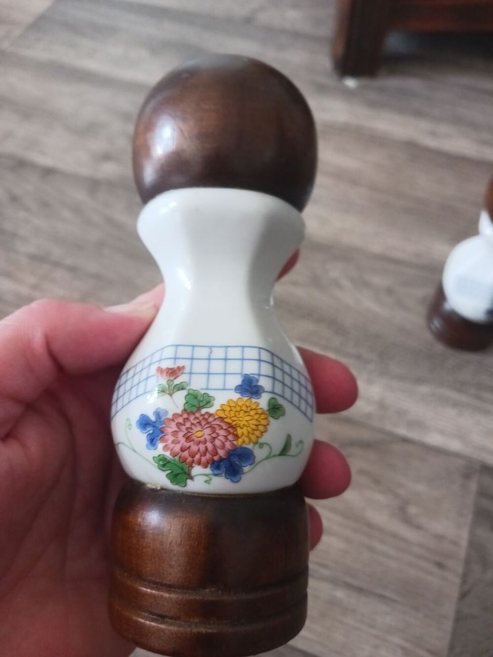 Ensemble de Moulins &agrave; Poivre et Sel en Bois et C&eacute;ramique Mot 