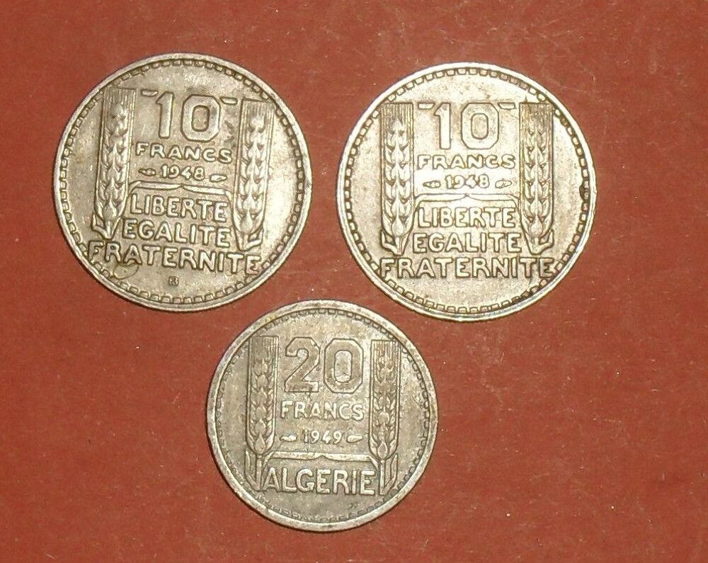 3 pi&egrave;ces en Francs de type TURIN 