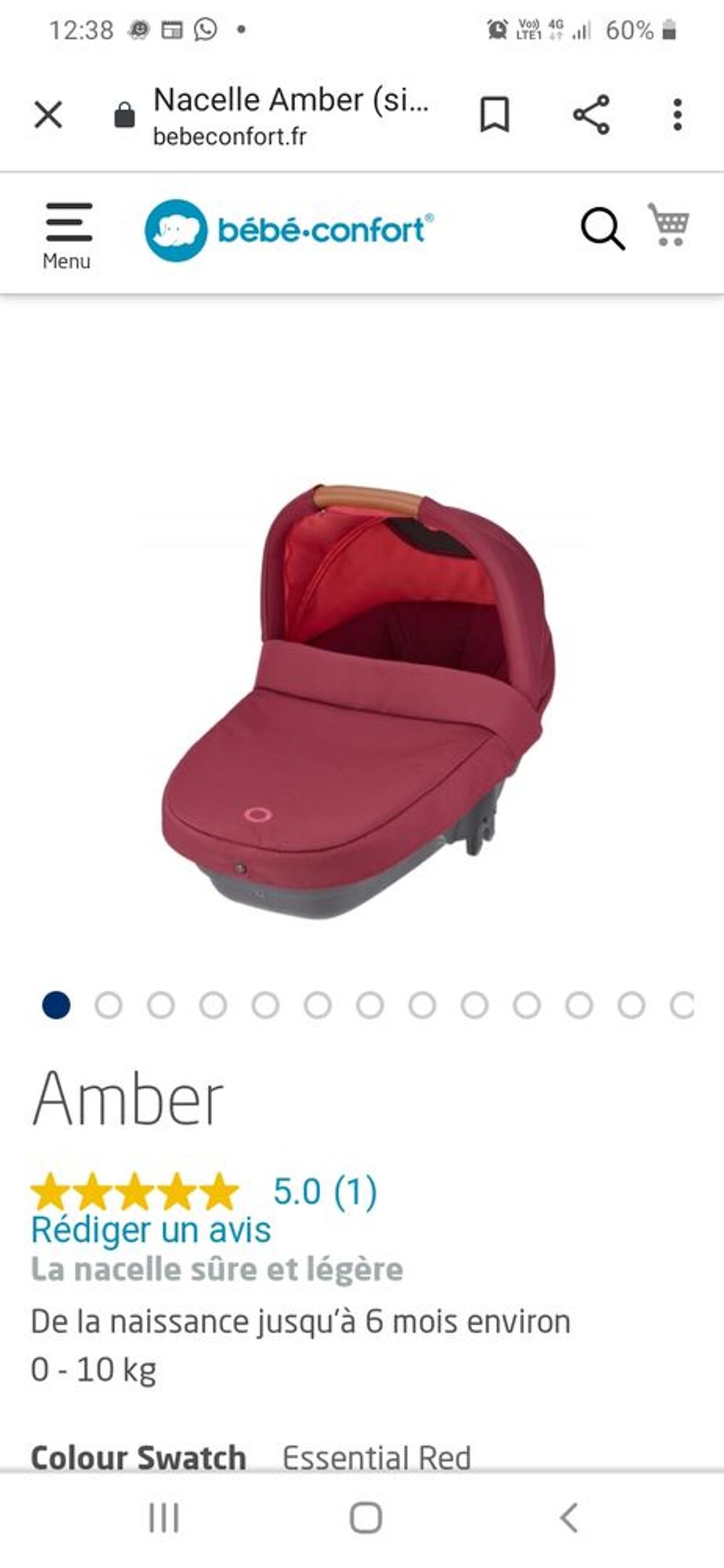 Nacelle ambre bebe confort Puériculture