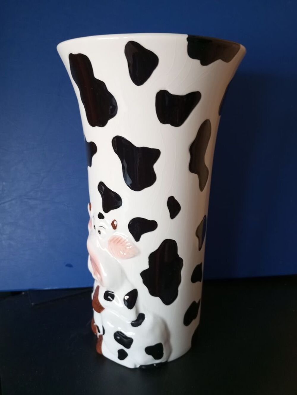 Vase motif vache c&eacute;ramique &eacute;maill&eacute;e Décoration
