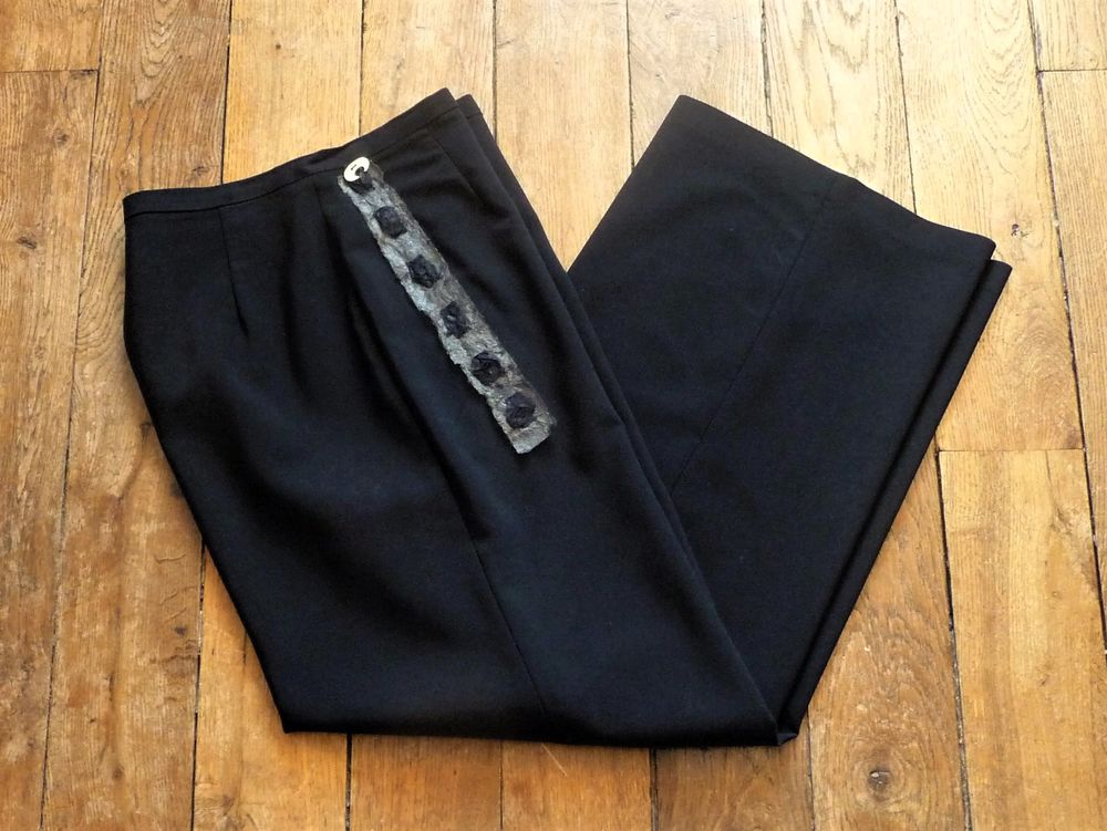 Pantalon Droit Noir en 98% Viscose- Taille XS- Biche de B&egrave;re Vêtements