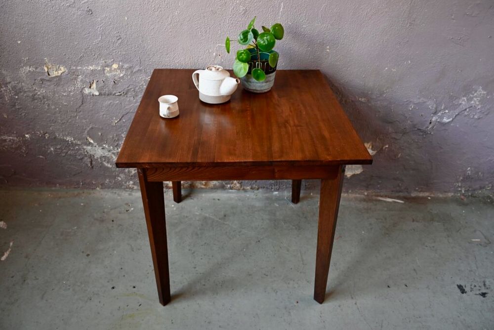 Table ancienne en bois cuisine carr&eacute;e petite vintage Meubles