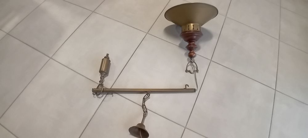 Suspension (lustre) bois et laiton Décoration