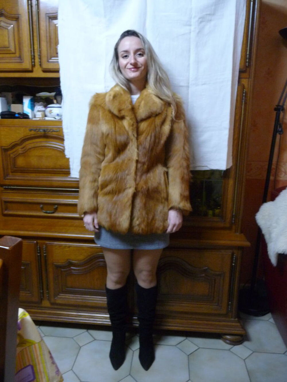 VESTE FEMME T 38/40 EN RENARD CUIVRE Vêtements