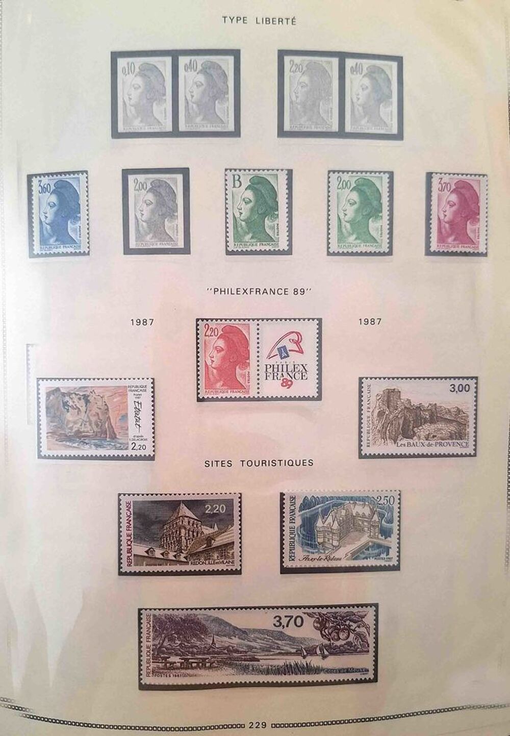 S&eacute;rie de timbres de collection de France F7 