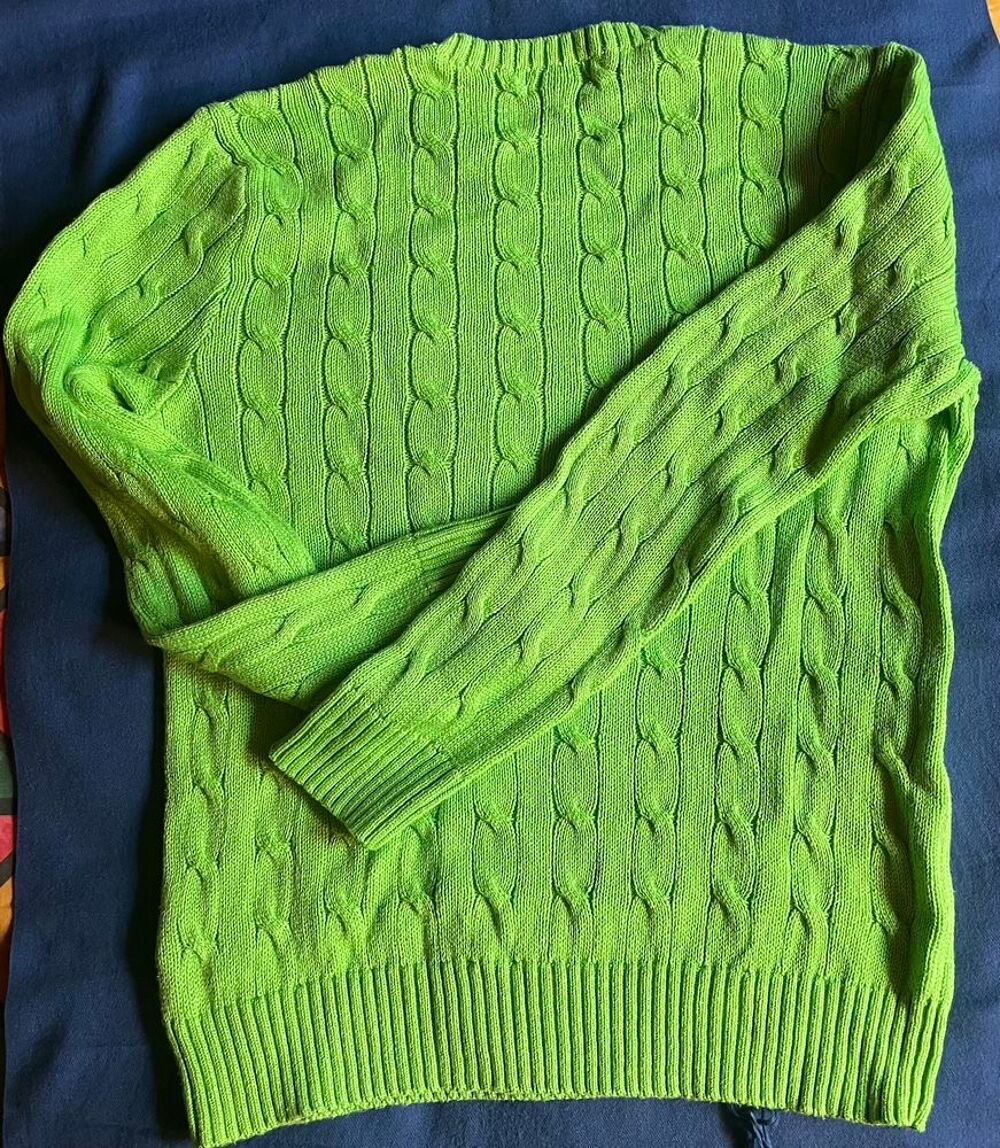 Pull Ralph Lauren - coton torsad&eacute; - Vert Vtements