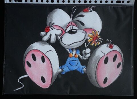 Bl - peinture - 29 - diddl - sur papier aquarelle format A4  4 Foug�res (35)