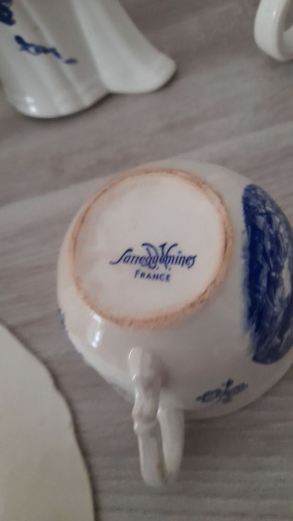  6 vaisselles fa&iuml;ence de sarraguemine romantic bleu. 
