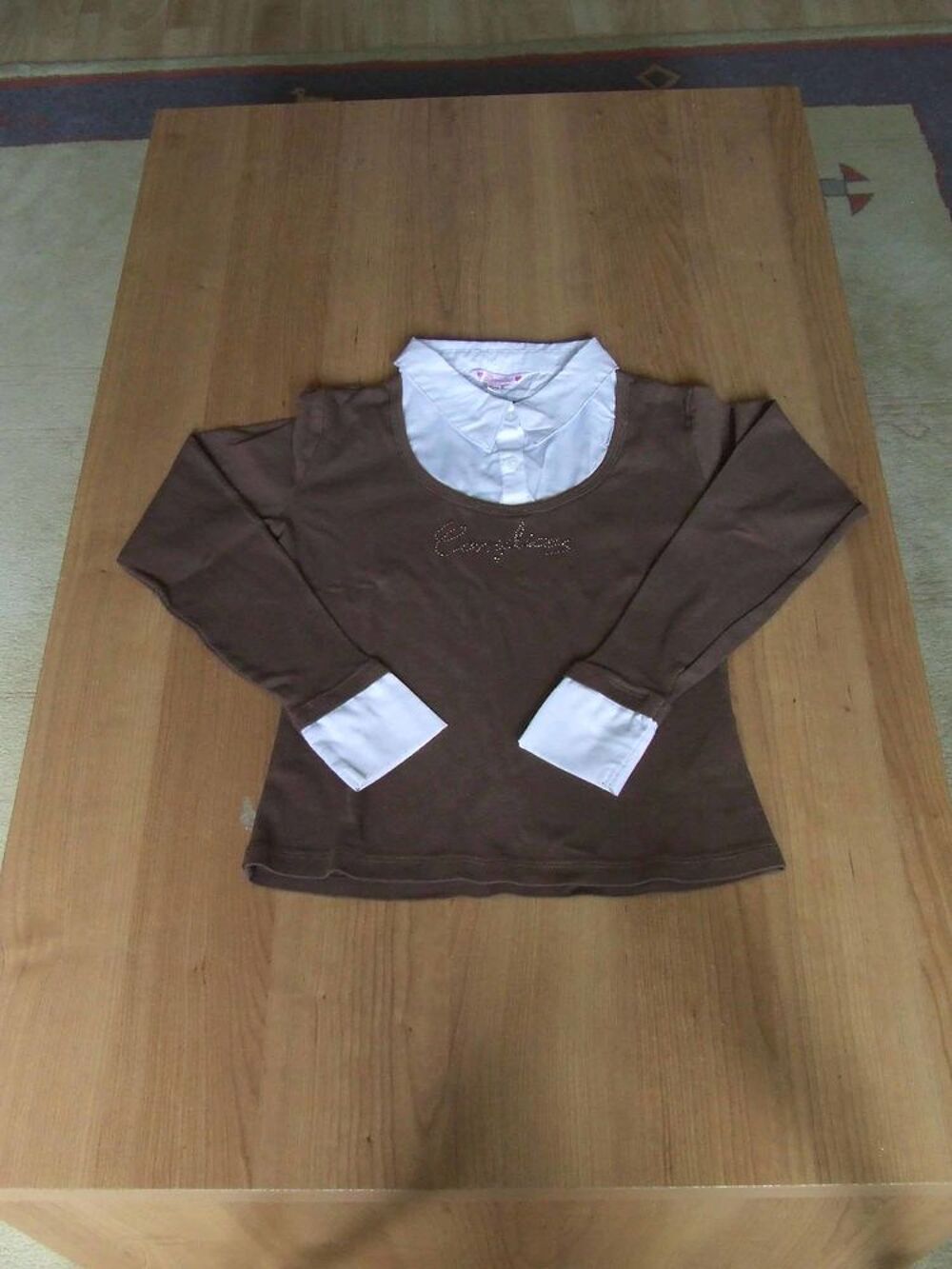 Tee-shirt manches longues 2 en 1, Marron,16&nbsp;ans, TBE Vêtements enfants