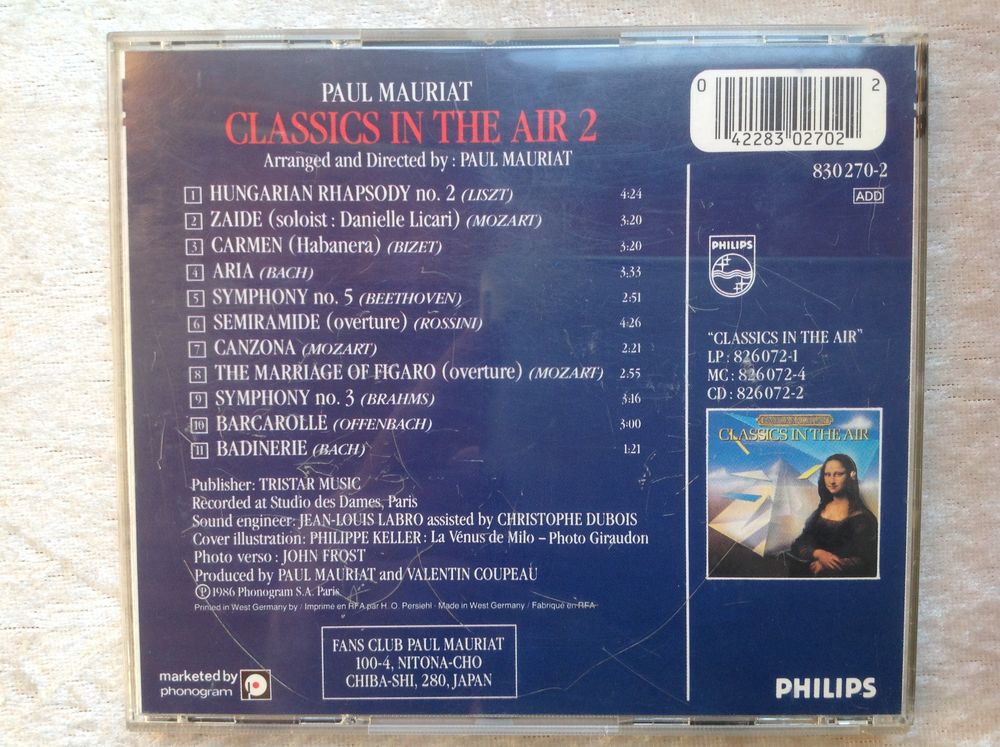 CLASSICS IN THE AIR 2 PAUL MAURIAT Envoi Possible
CD et vinyles