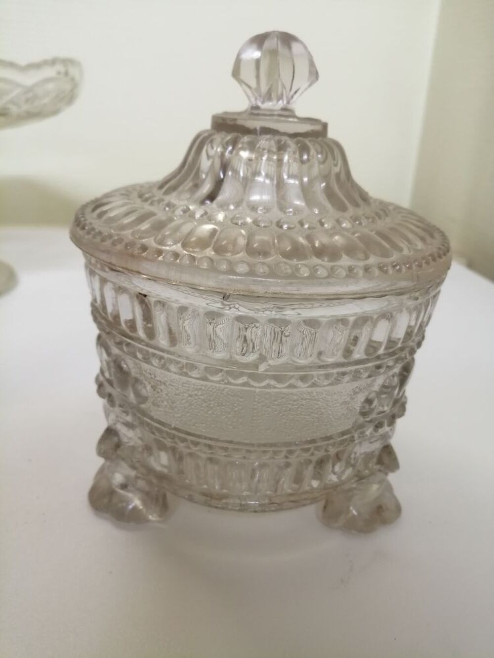 Ancien confiturier en verre 19&egrave;me &eacute;poque Charles X
