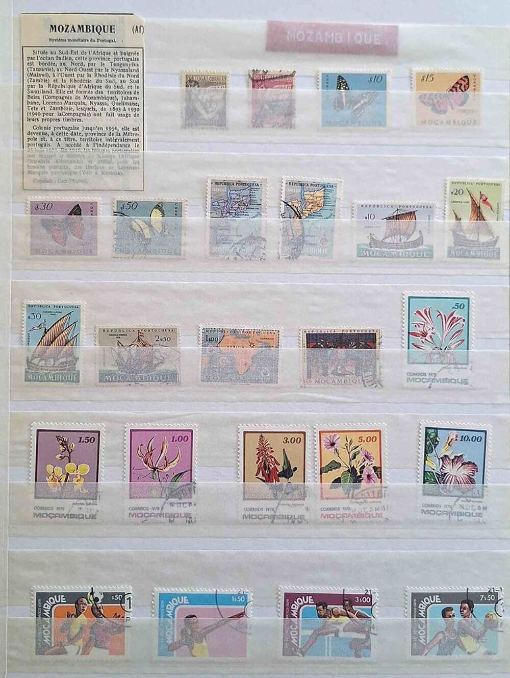S&eacute;rie de timbres de collection du Mozambique 