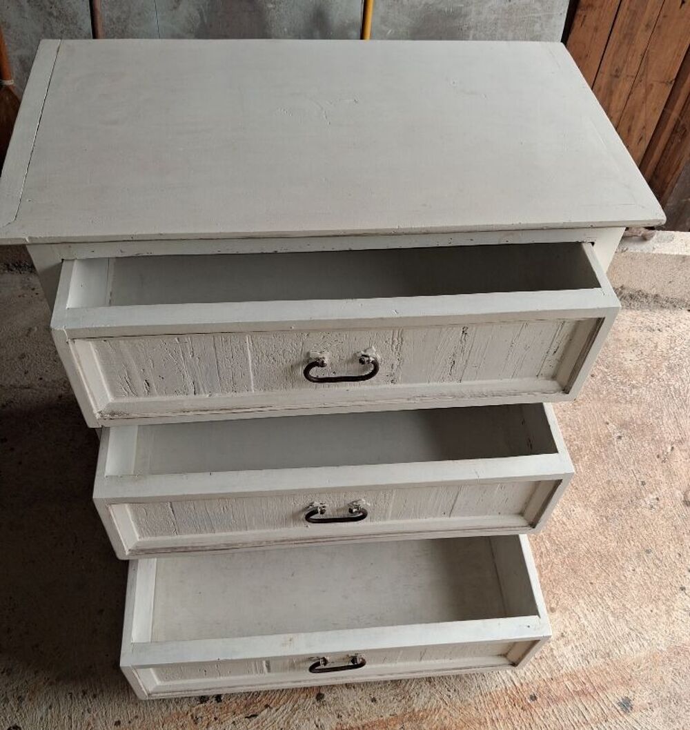 COMMODE BLANCHE 3 TIROIRS PROFONDS Meubles