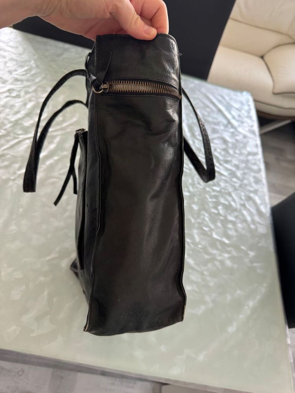 Sac Cabas Zadig &amp; Voltaire Cuir Noir Patin&eacute; Maroquinerie