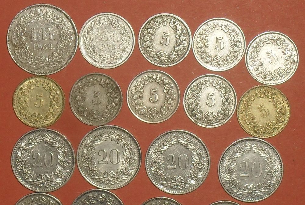 Lot de 23 pi&egrave;ces Suisse en tr&egrave;s bon &eacute;tat. 